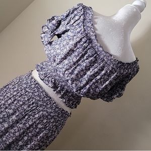 Set Maxi Skirt and Top With Elastic Shirring